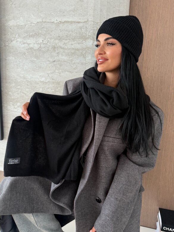 Czapka Cashmere z wełną i kaszmirem czarna