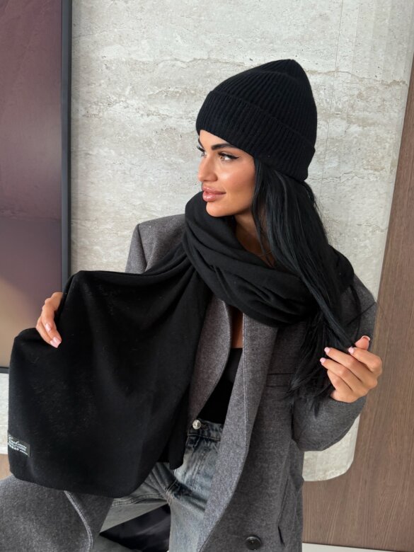 Czapka Cashmere z wełną i kaszmirem czarna