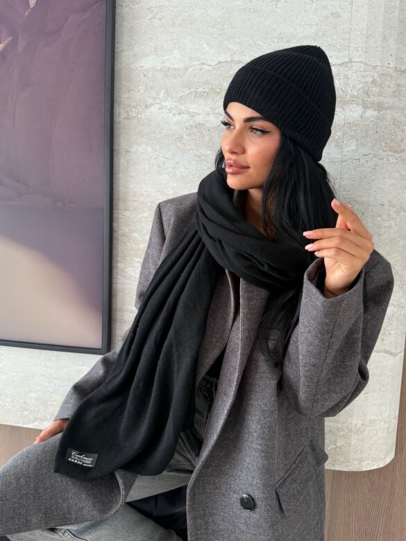 Czapka Cashmere z wełną i kaszmirem czarna