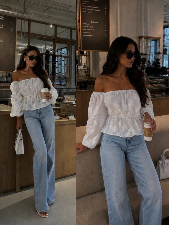 Blouse Alira with viscose white