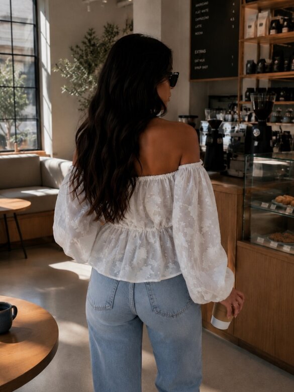 Blouse Alira with viscose white