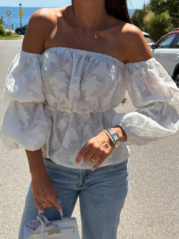 Bluzka Alira hiszpanka z wiskozy biała