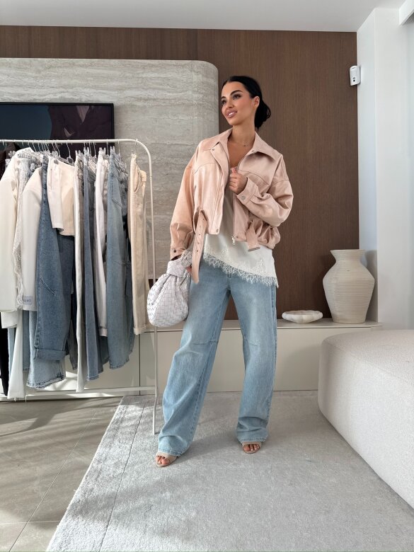 Kurtka Georgia zamszowa pudrowa