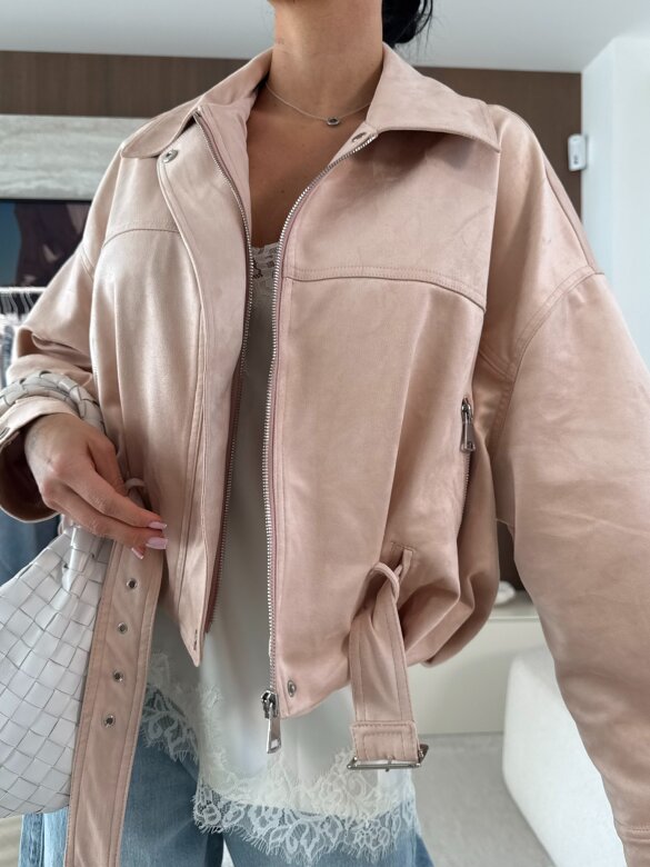 Kurtka Georgia zamszowa pudrowa