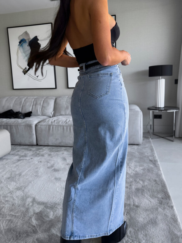 Spódnica Stylishness maxi jeans jasnoniebieska