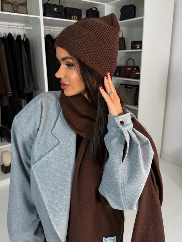 Czapka Cashmere czekoladowa