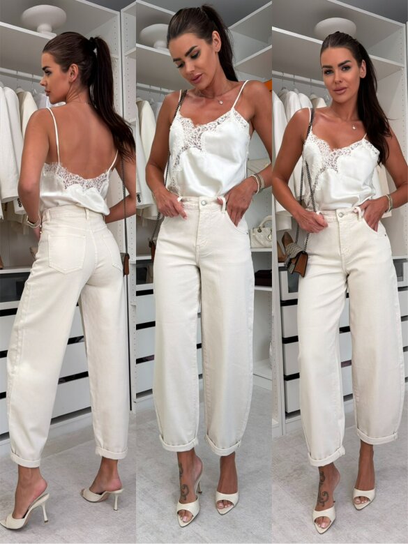 Trousers Rivelle jeans balloon light beige