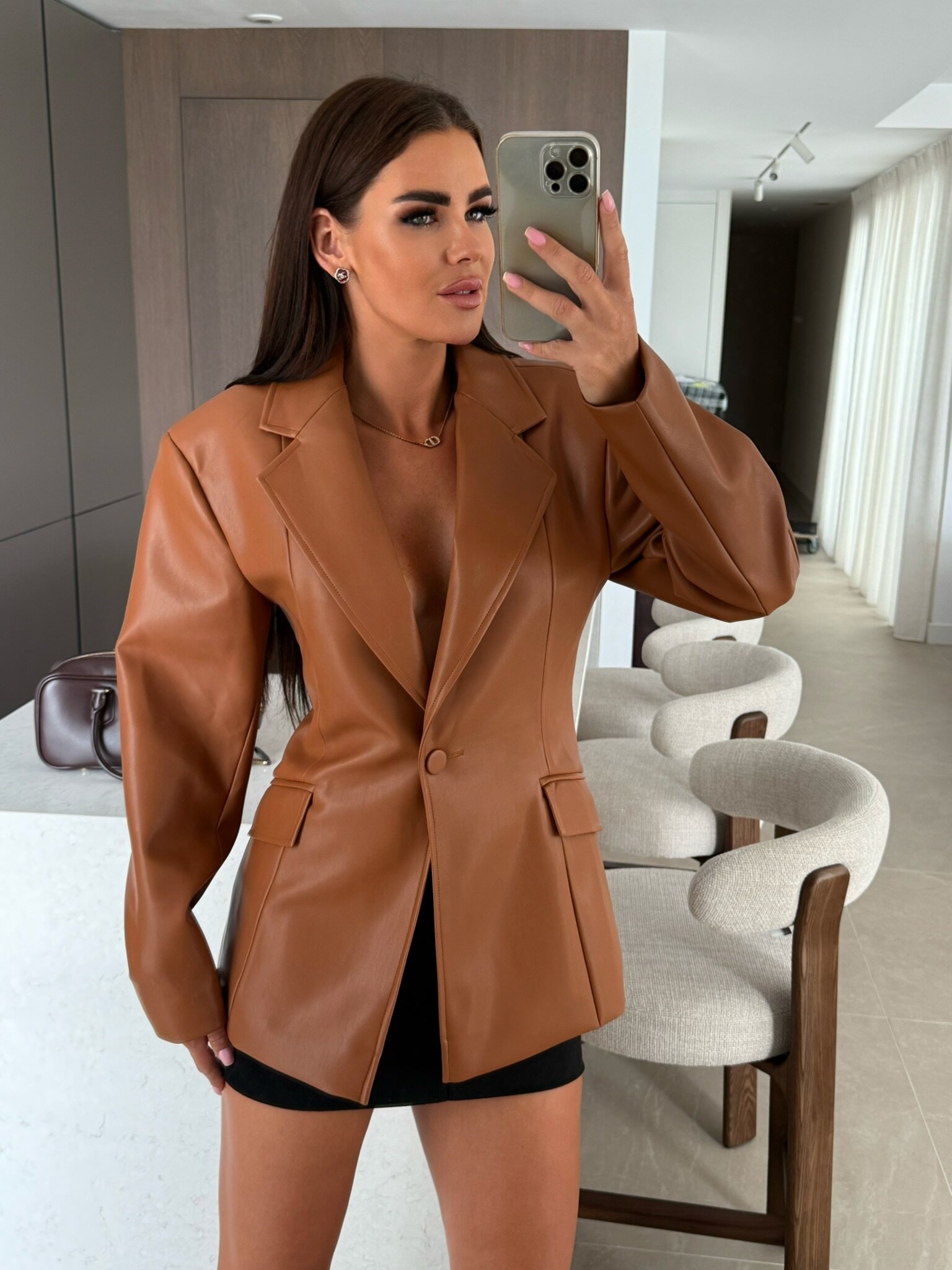 Marynarka Leonida eko skóra karmelowa 