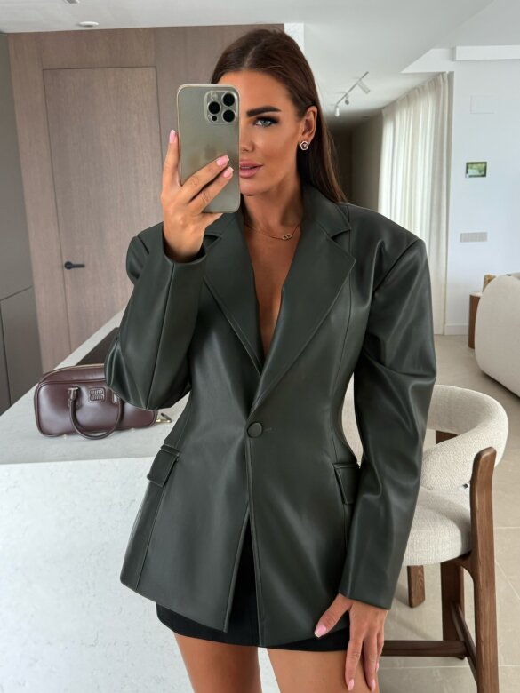 Marynarka Leonida eko skóra ciemnozielona 