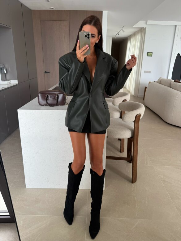 Marynarka Leonida eko skóra ciemnozielona 