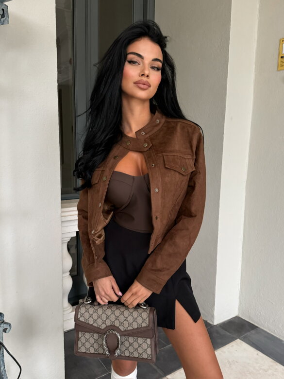 Kurtka Valentina zamszowa brązowa 