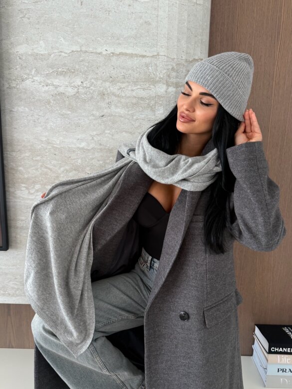 Szal Cashmere z wełną i kaszmirem szary 