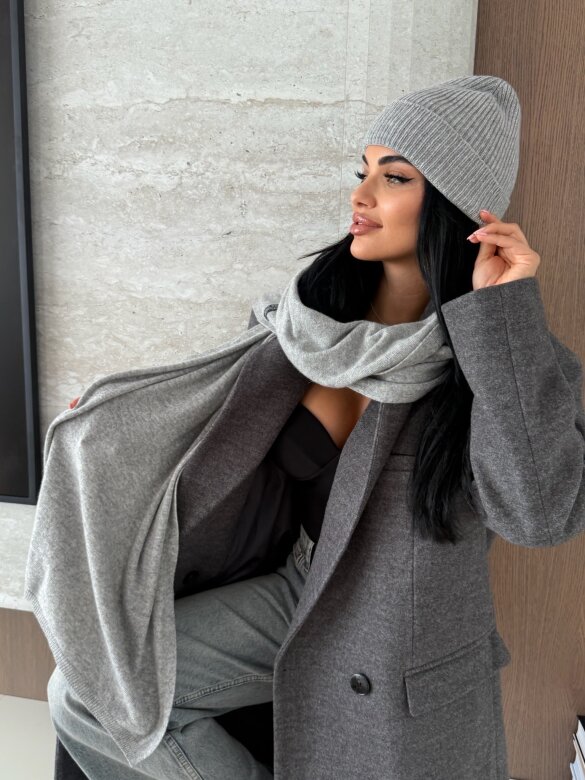 Szal Cashmere z wełną i kaszmirem szary 