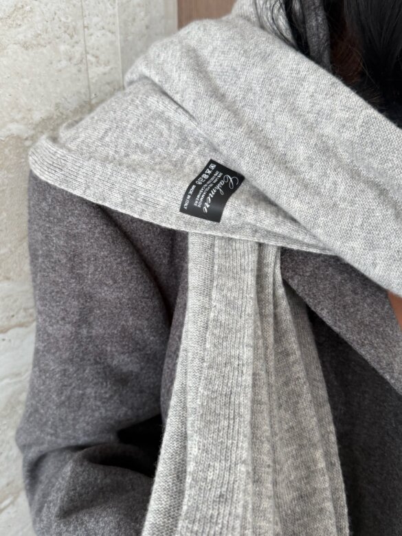 Szal Cashmere z wełną i kaszmirem szary 