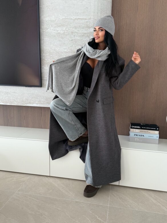 Szal Cashmere z wełną i kaszmirem szary 