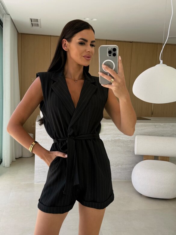 Kombinezon Massimo short w paski czarny 