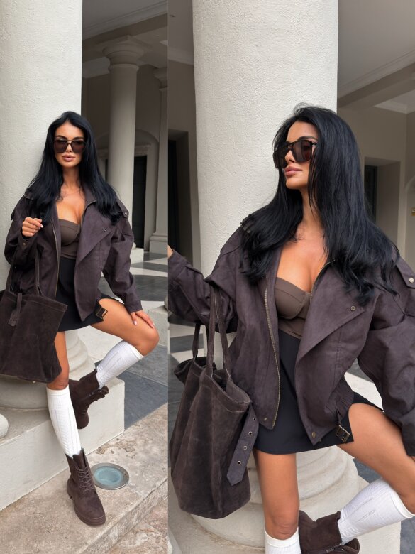 Kurtka Catalina zamszowa ciemnografitowa 