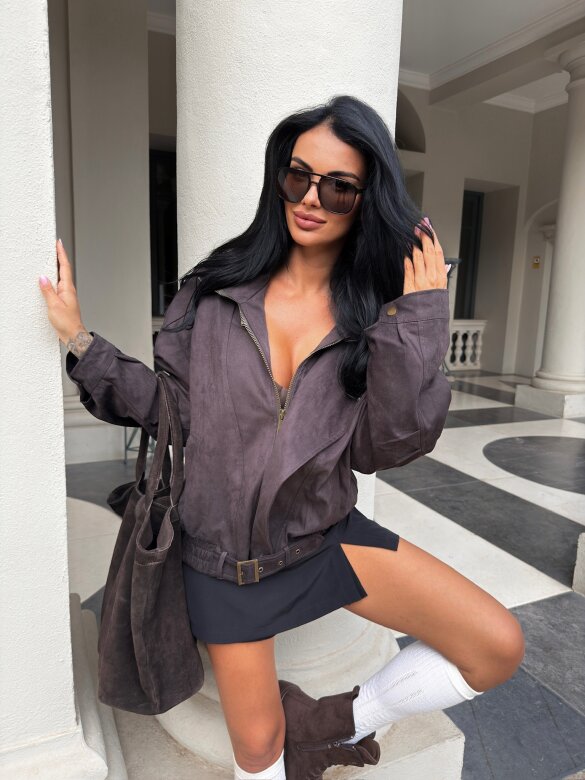 Kurtka Catalina zamszowa ciemnografitowa 