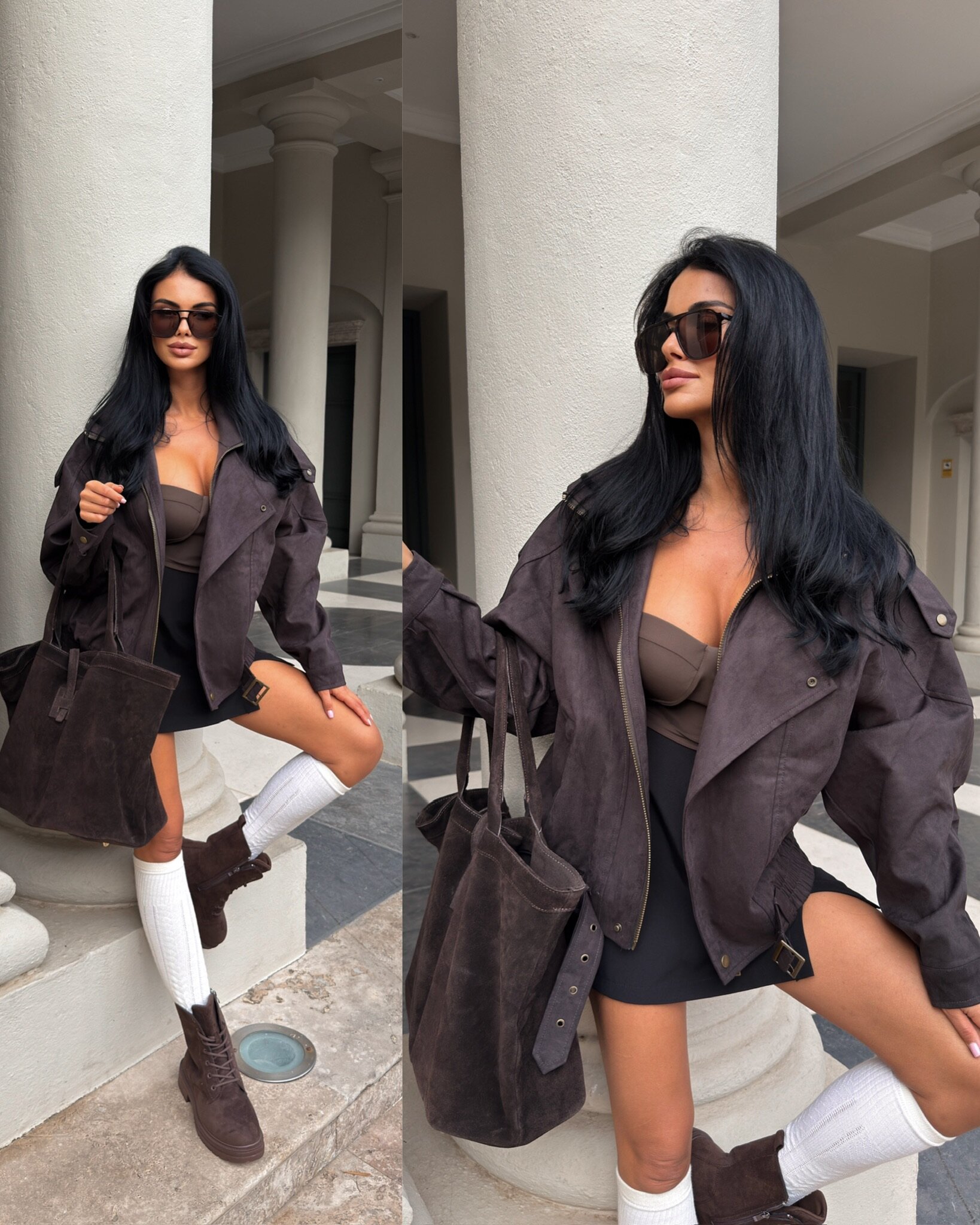 Kurtka Catalina zamszowa ciemnografitowa 