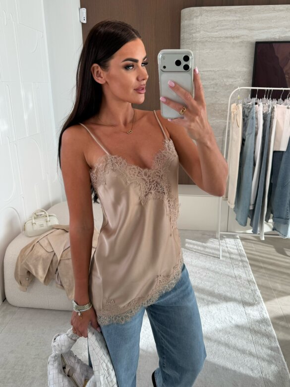 Top Maryland satynowy beżowy