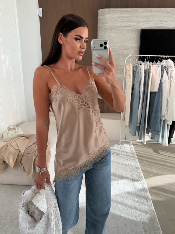 Top Maryland satynowy beżowy