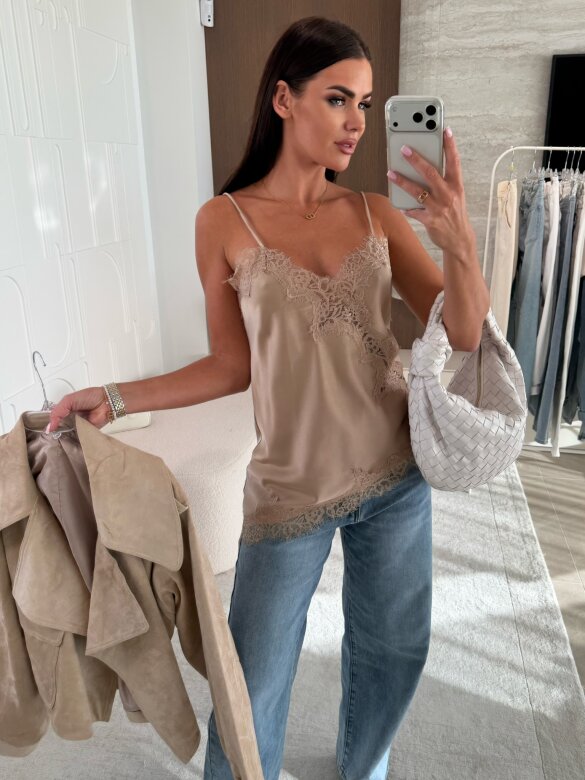 Top Maryland satynowy beżowy