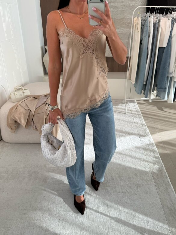 Top Maryland satynowy beżowy