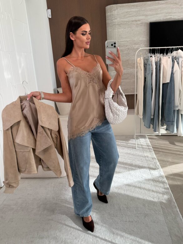 Top Maryland satynowy beżowy