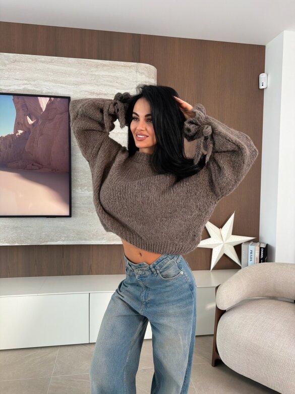 Sweter Soft Touch z wełną i moherem mocca