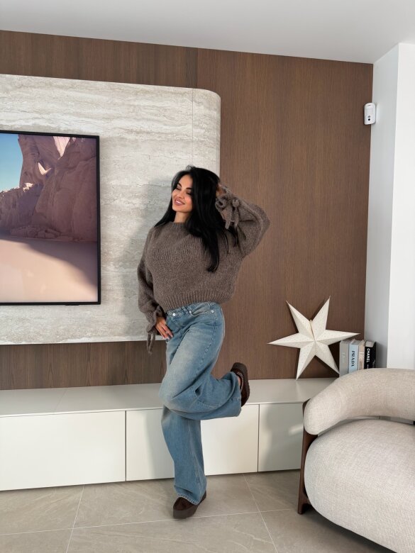 Sweter Soft Touch z wełną i moherem mocca