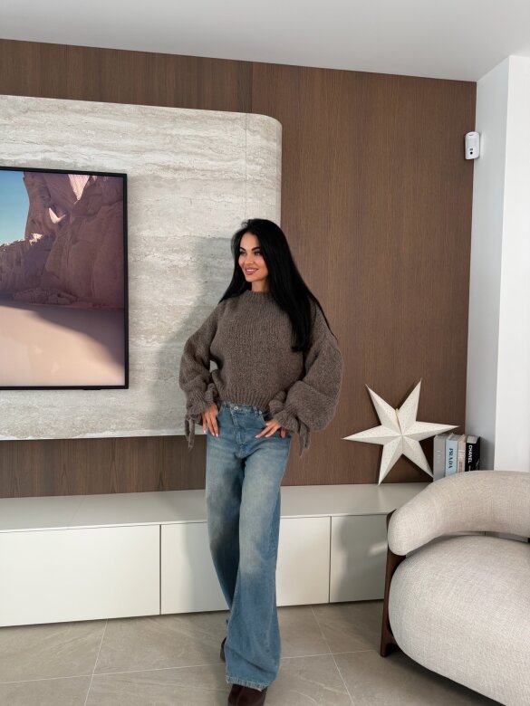 Sweter Soft Touch z wełną i moherem mocca