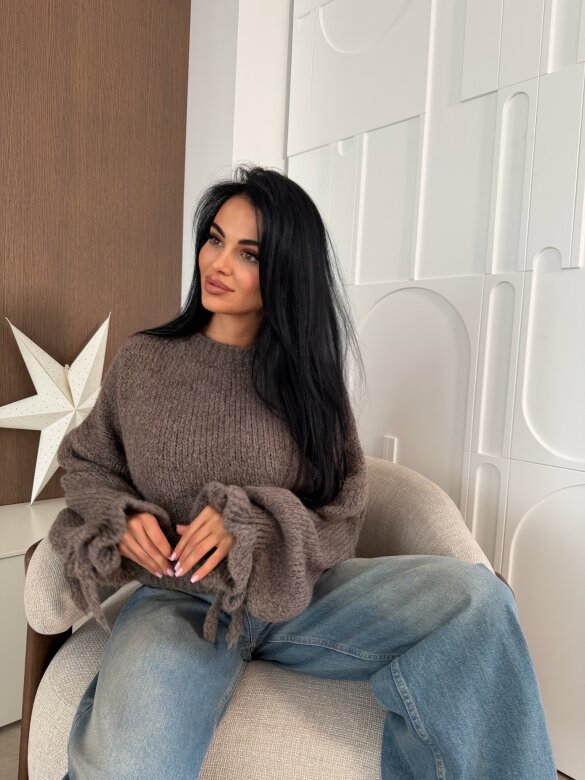 Sweter Soft Touch z wełną i moherem mocca