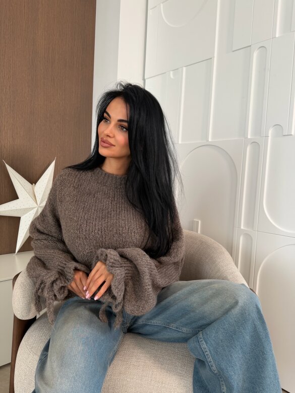 Sweter Soft Touch z wełną i moherem mocca