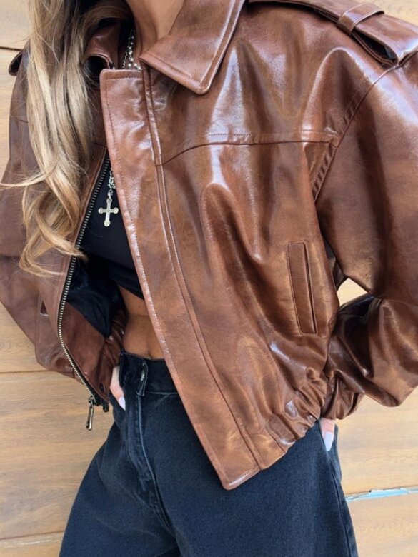 Kurtka Betty eko skóra czekoladowa 