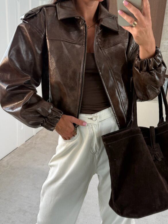 Kurtka Betty eko skóra czekoladowa 