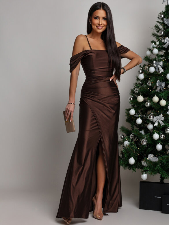 Sukienka Morena maxi brązowa 