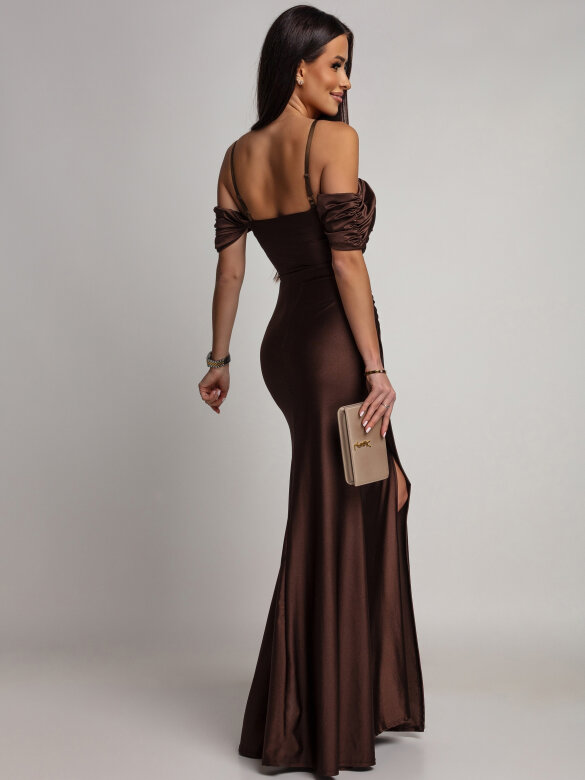 Sukienka Morena maxi brązowa 