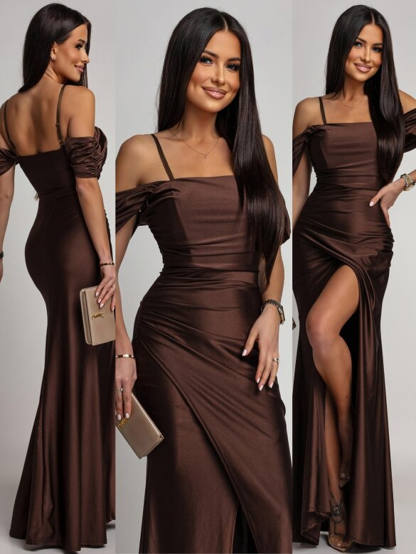 Sukienka Morena maxi brązowa 