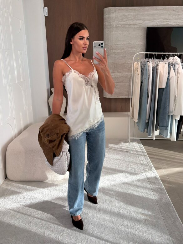 Top Maryland satynowy ecru