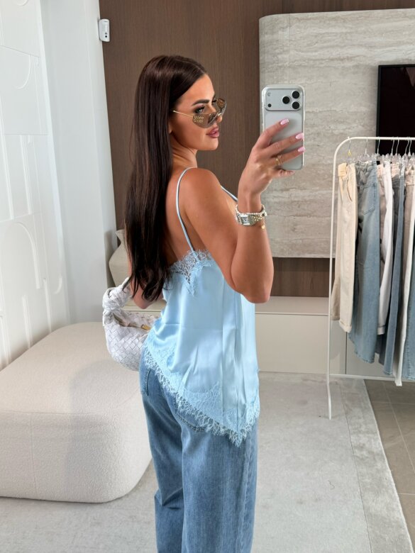 Top Maryland satynowy błękitny