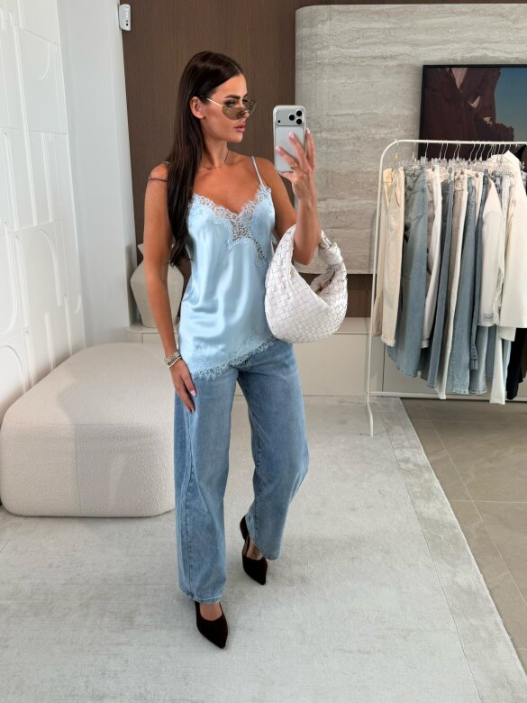 Top Maryland satynowy błękitny