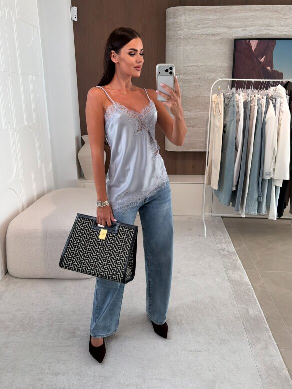 Top Maryland satynowy szary