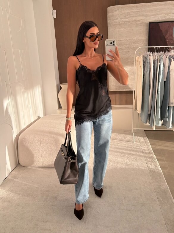 Top Maryland satynowy czarny