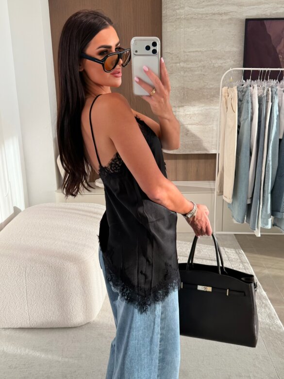 Top Maryland satynowy czarny