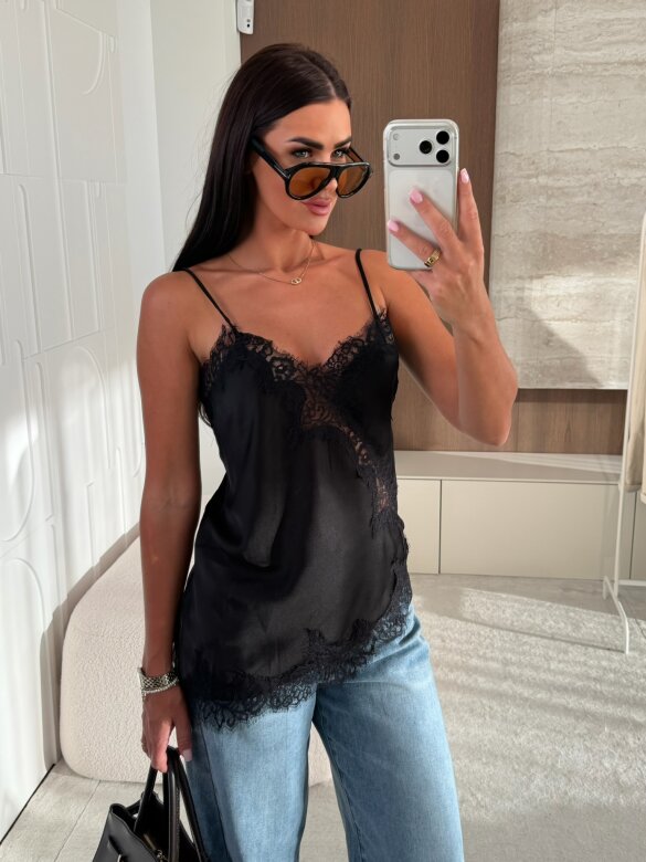 Top Maryland satynowy czarny