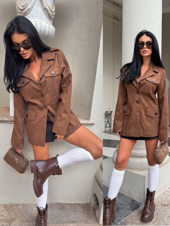 Marynarka Martina zamszowa karmelowa