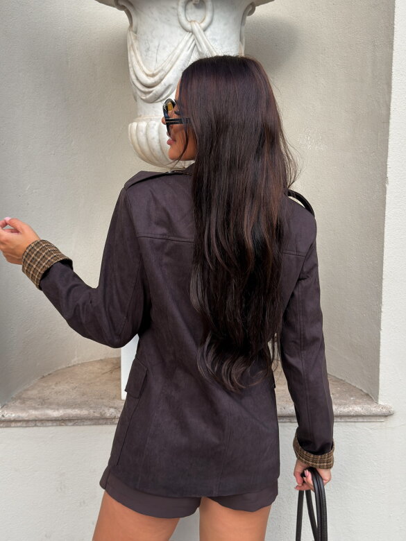 Marynarka Martina zamszowa ciemnoczekoladowa