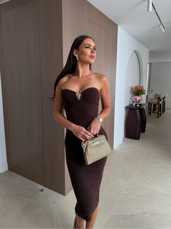 Sukienka Lilla dzianinowa czekoladowa