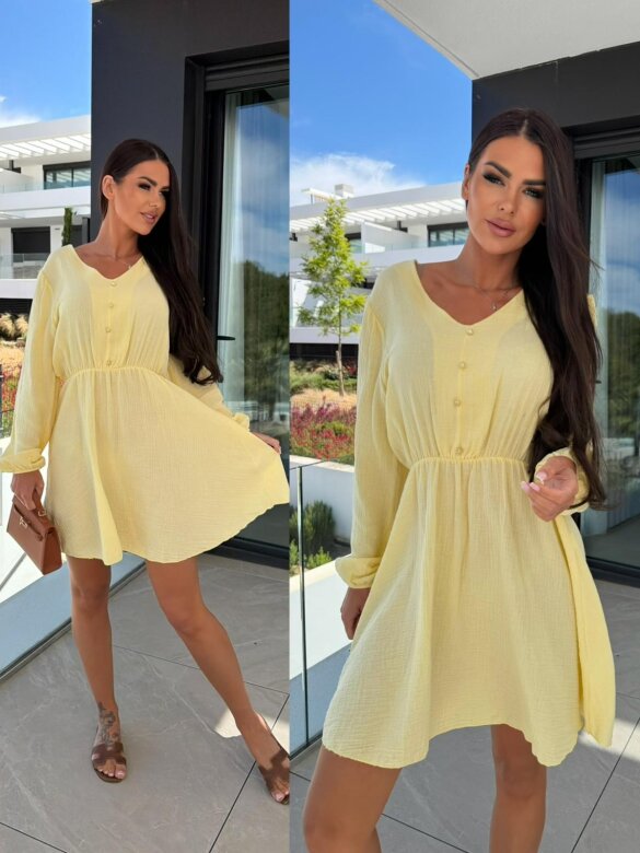 Sukienka Azurea bawełniana butter yellow 
