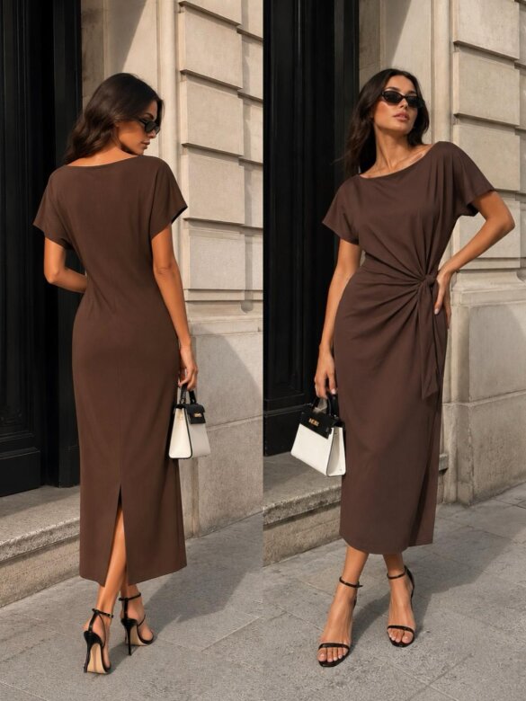 Dress Golden Mood with viscose chocolate